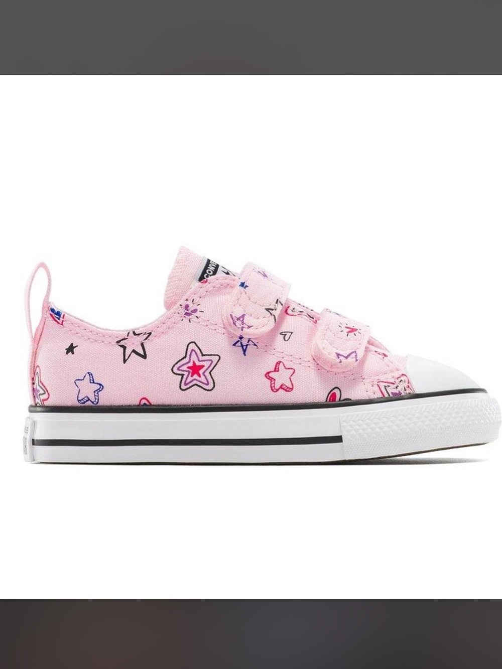 Converse Kids Pink Doodle Star Print Velcro Toddler Sneakers